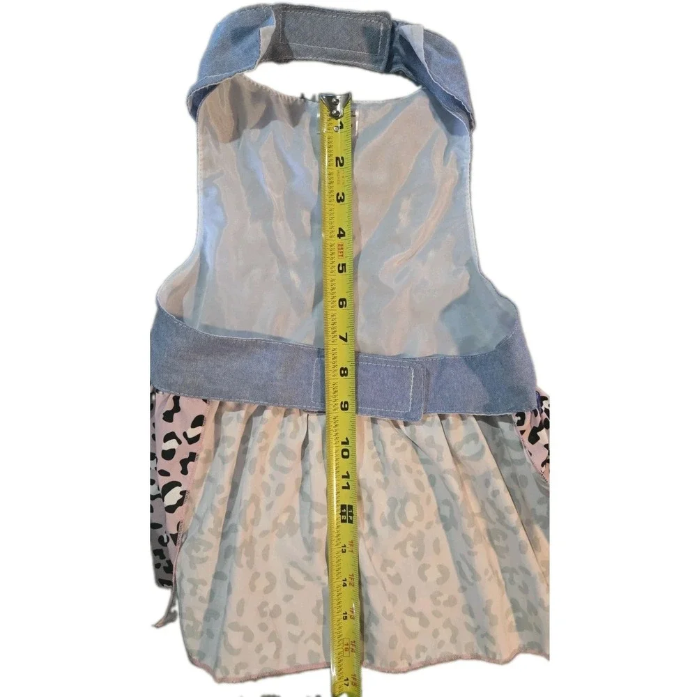 Coat & Tails Dog Dress L w/ Matching Hat S Pink Leopard Chambray
